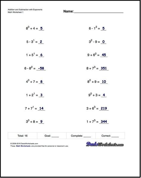 5th Grade Math Exponents Worksheets Kidsworksheetfun