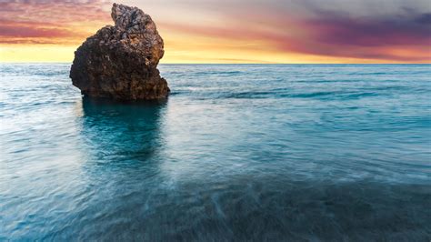 Beach Rock Lefkada Greece 4k Ultra Hd Desktop Wallpaper