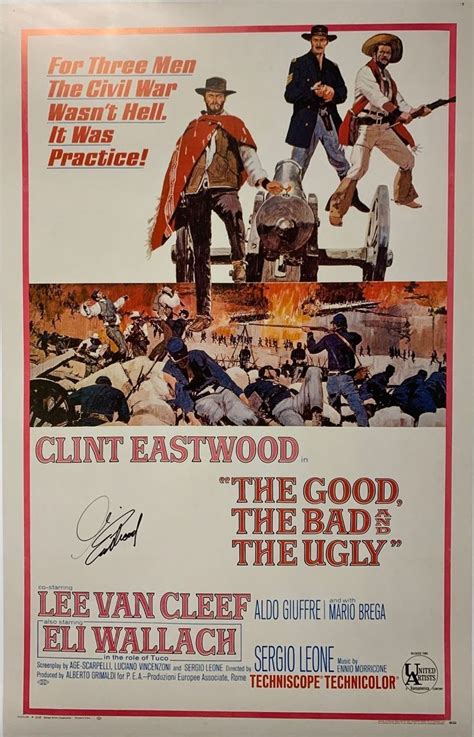 Autograph Signed The Good The Bad And The Ugly Poster Coa Lee Van Cleef Clint Eastwood