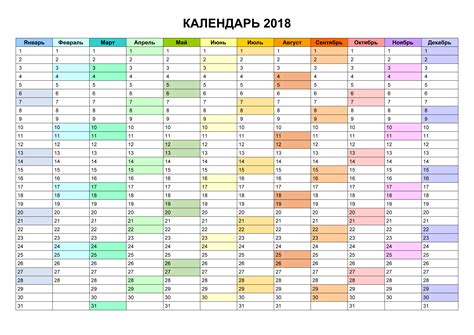 Календарь на весь год 2018 Doc Pdf 