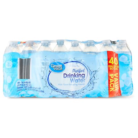 Great Value Purified Drinking Water 169 Fl Oz Bottles 40 Count