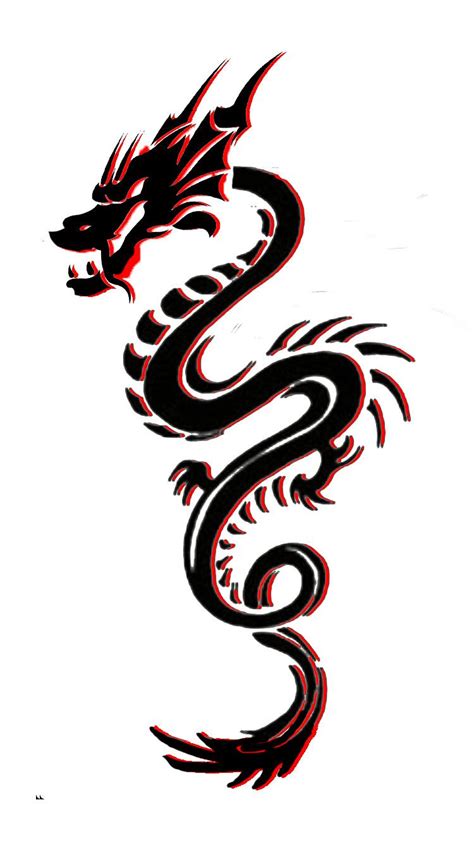 Little Tribal Dragon Tattoo I Designed With Red Outline Tribal Dragon