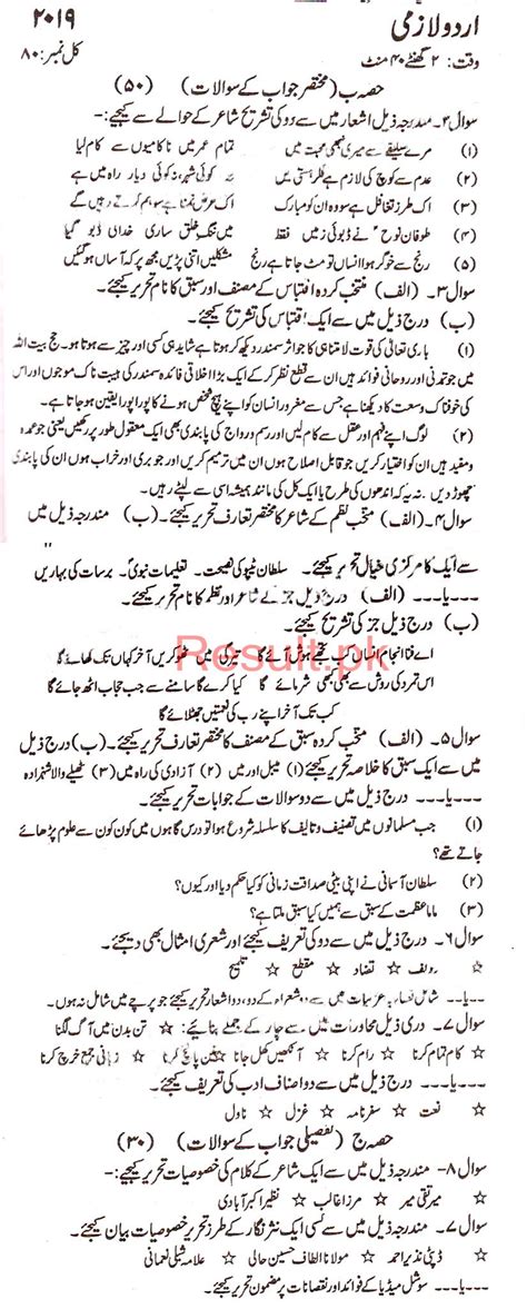 BIEK Karachi Board Past Papers Inter Part FA HSSC FSC