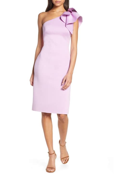Free Shipping And Returns On Eliza J One Shoulder Ruffle Sheath Cocktail Dress At Nordstrom Com