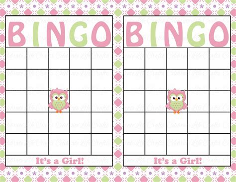 Free Printable Baby Bingo Template Blank Ndemachine
