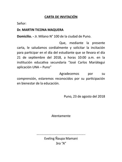 Carta De Invitación Pdf