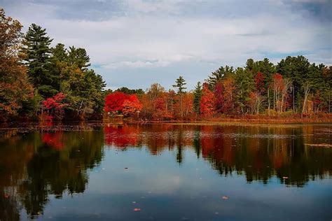 Massachusetts Lake Water Reflections Landscape Scenic Fall