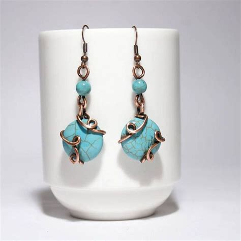 Sierra Turquoise Earrings Wire Wrapped Turquoise Wire Wrapped
