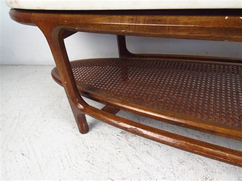Mid century modern coffee table. Mid-Century Modern Marble-Top Coffee Table with Cane Shelf ...