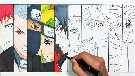 Drawing 10 Akatsuki Members Naruto Shippuden Youtube