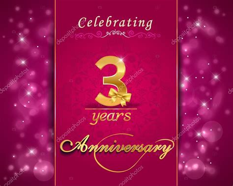 3 Year Anniversary Celebration Sparkling Card 3rd Anniversary Vibrant Background Vector Eps10