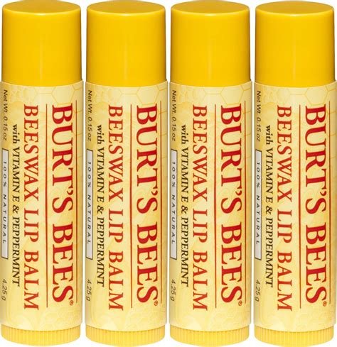 burt s bees 100 natural moisturizing lip balm original beeswax with vitamin e and peppermint oil