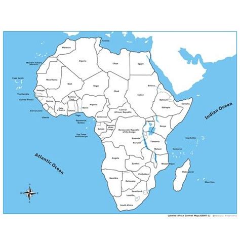 Labeled Africa Control Map Pp Plastic Map Montessori Materials
