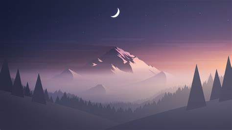 3840x2160 Mountains Moon Trees Minimal 4k Wallpaper Hd Posted By John