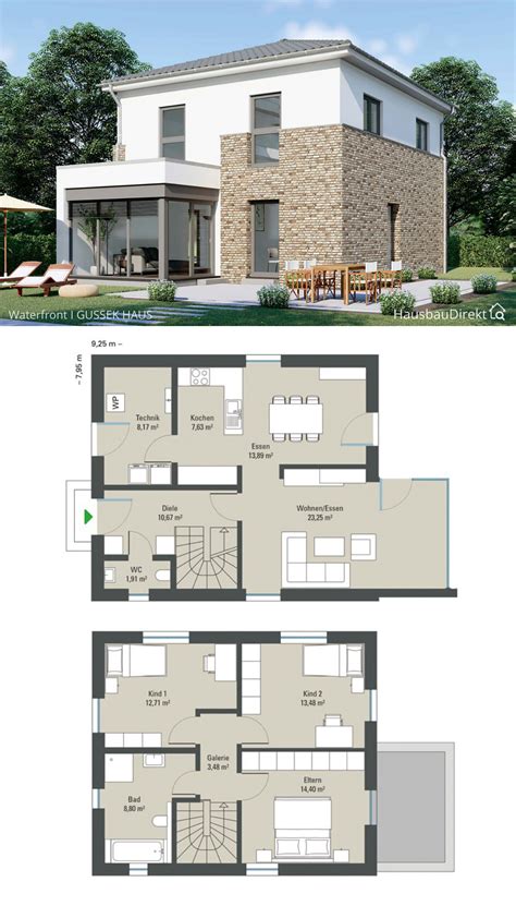Bei diesem haus erweitert der erker das wohnzimmer im erdgeschoss. Stadtvilla modern mit Walmdach, Klinker Putz Fassade ...