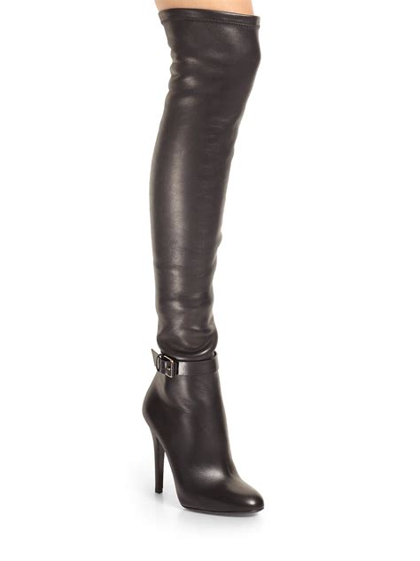 Lyst Jimmy Choo Tamba Stretchleather Overtheknee Boots In Black