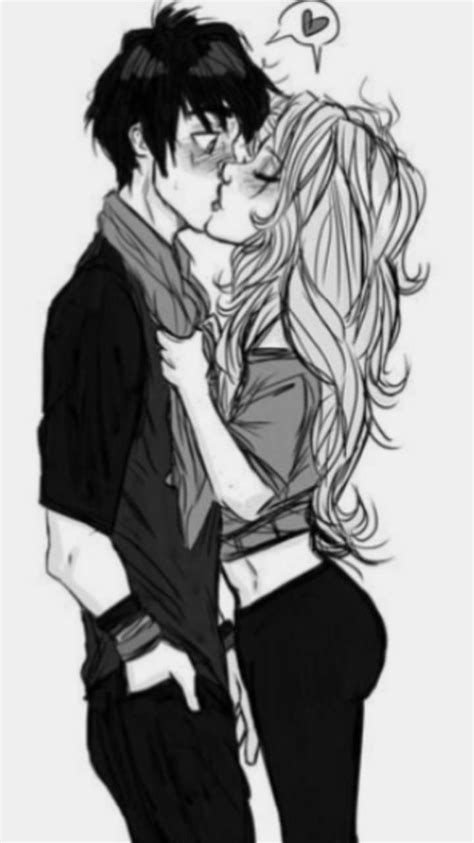 Anime Couple Kissing Drawing