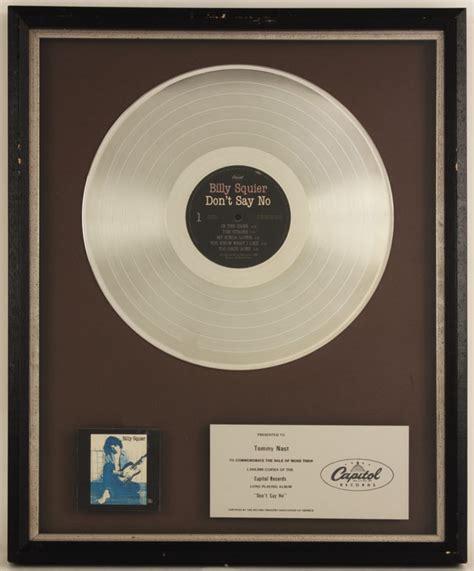 Lot Detail Billy Squier Dont Say No Platinum Album Award