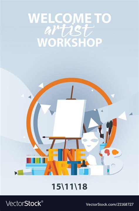 Flat Vertical Poster For Artist Workshop Classes Vector Image