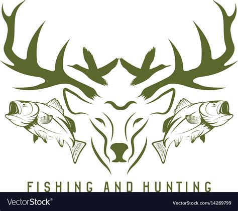Hunting And Fishing Vintage Emblem Design Template Royalty Free Vector