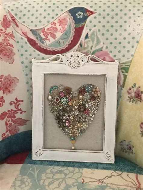 Create A Pretty Framed Heart For Valentines Day Using Old Jewelry