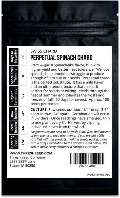 Perpetual Spinach Swiss Chard Thresh Seed Co