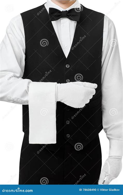Professional Waiter At Your Service Stock Photo Image Of Holding