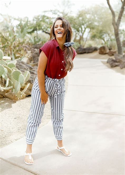 Those look good paired with white for contrast, or a matching black shirt to work in a striking semblance. High waisted, paper bag cropped pants! We love these blue ...