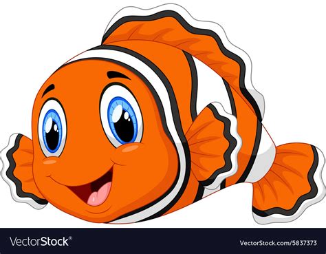 Cute Clown Fish Cartoon Posing Royalty Free Vector Image