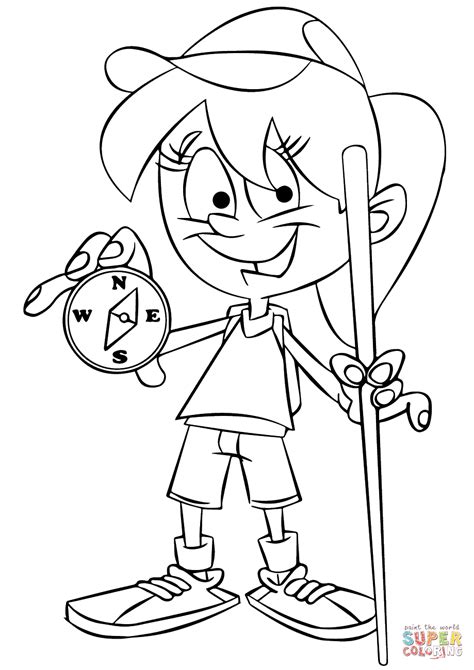 Make your world more colorful with printable coloring pages from crayola. Girl Holding a Compass coloring page | Free Printable ...