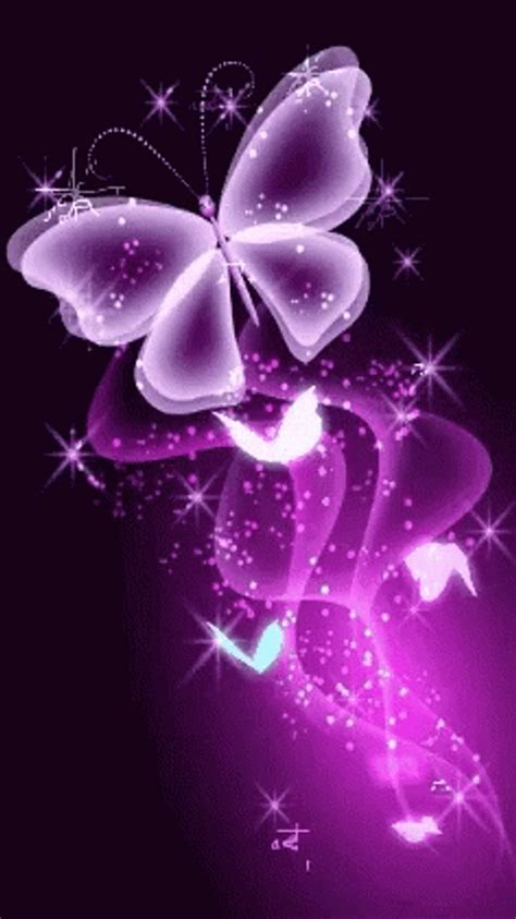 Purple Butterfly Flying Sparkle 