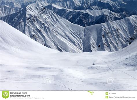 View On Snowy Off Piste Slope Stock Photo Image Of Alpine Adventure