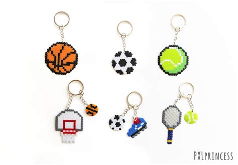 Tennis Basketball Football Soccer Keychain Pixel Art Soccer Etsy