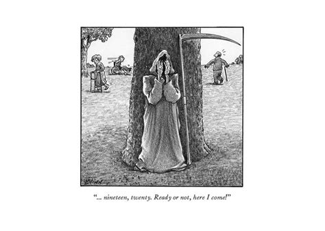Grim Reaper Plays Hide And Seek At An Old Age Home Greeting Card By
