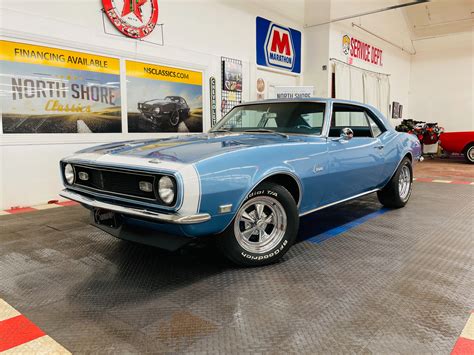 1968 Chevrolet Camaro 327 Engine Grotto Blue See Video Stock