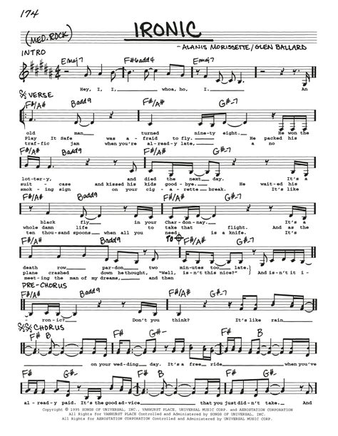 Alanis Morissette Ironic Sheet Music Download Printable Pop Pdf Score How To Play On