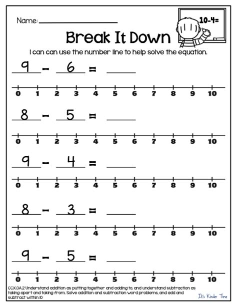 Number Line Fun Addition Subtraction First Grade Math Worksheets
