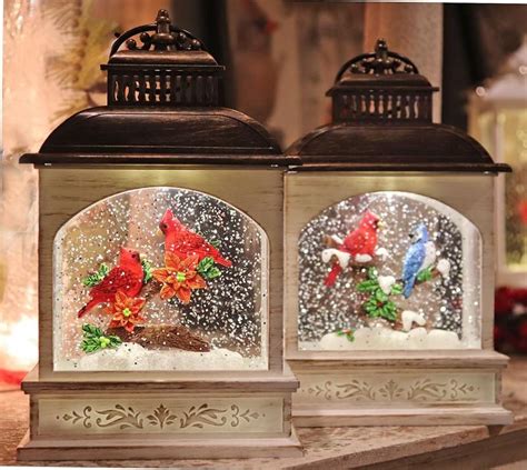 8 Inch Lighted Cardinal Glitter Water Lantern Battery Operated 24975