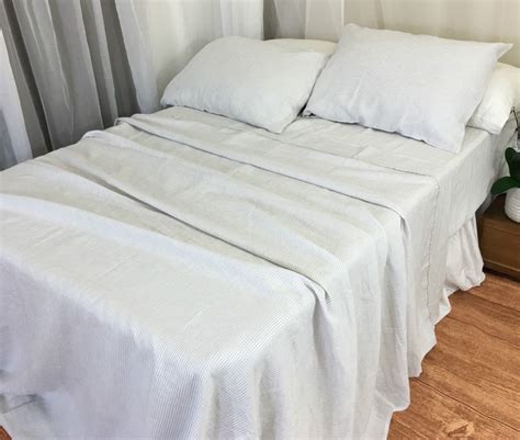 Stone Grey And White Striped Bed Sheets Handcrafted By Superior