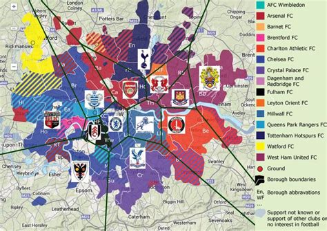 London Football Clubs Map London Football Teams Map England