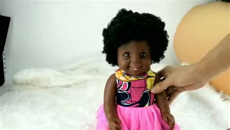 Plastic Material 16 Inch Black Doll American African Doll Curly Hair