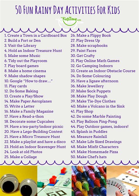 50 Fun Rainy Day Activities For Kids Checklist