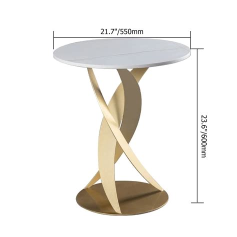 Modern White End Table With Sintered Stone Top Side Table