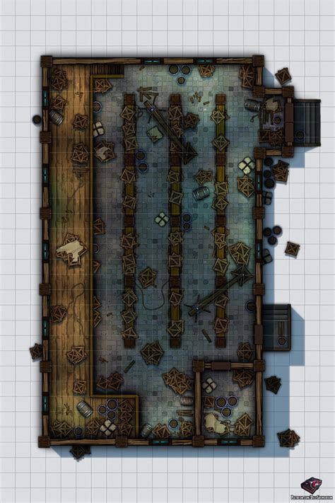 Warehouse Battle Map 22x33 Rbattlemaps