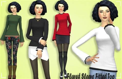 Simsworkshop Flared Sleeve Fitted Top By Annabellee25 • Sims 4 Downloads