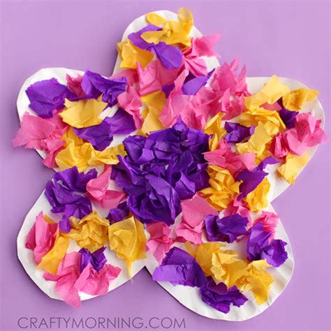 I recycled old tissue paper from a real bunch of flowers i got to make these adorable roses crafts. Paper Plate Flower Craft Using Tissue Paper - Crafty Morning