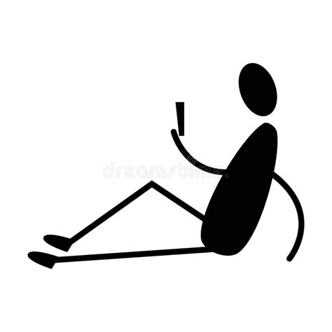 Stickman Figure Symbol With Mobile In Hand Illustration Symbol In A