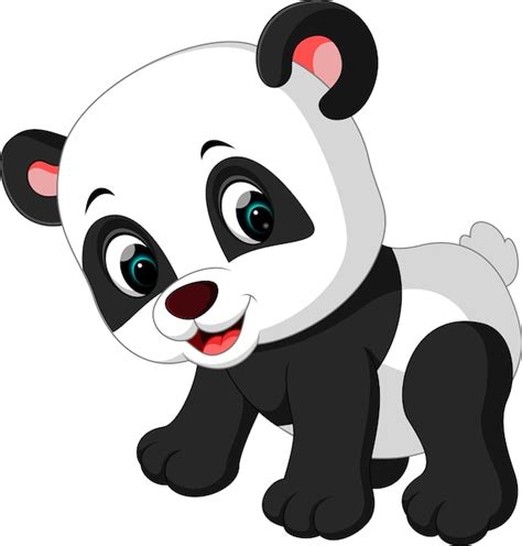 Lindo Panda De Dibujos Animados Vector Premium