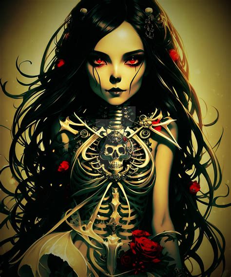 Haunting Woman Gothic Roses Dark Skulls Bones Beau By Sytacdesign On Deviantart