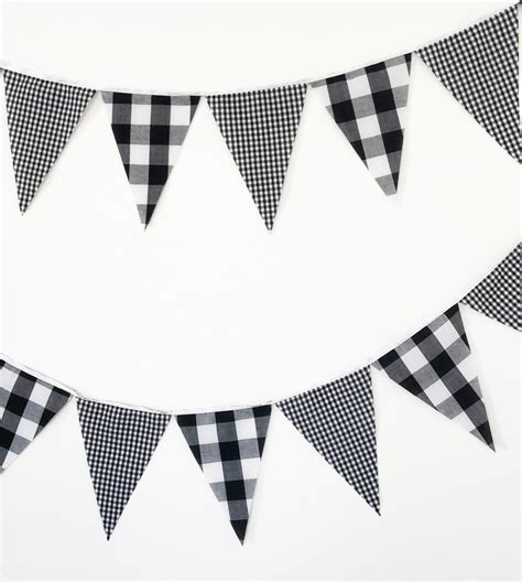 Gingham Banner Bunting Fabric Pennant Garland Flags Baby Etsy